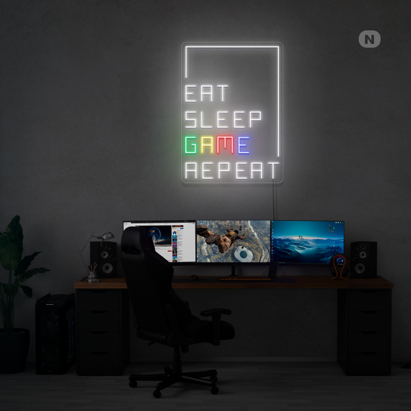 Neon Sign Eat Sleep Game Repeat