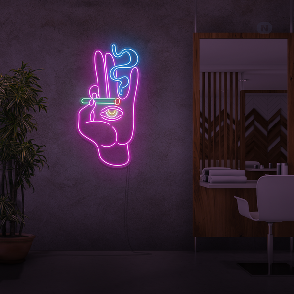 Neon Sign Smoking Hand