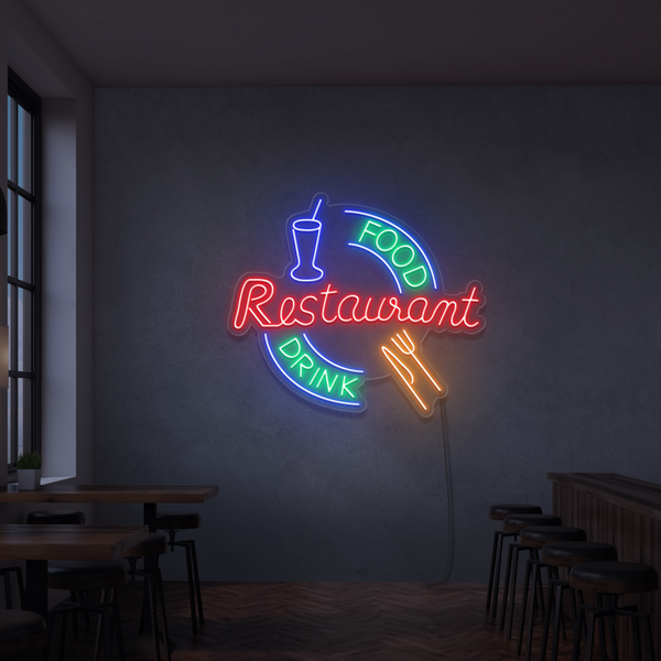 Neon Sign Restaurant food drinks