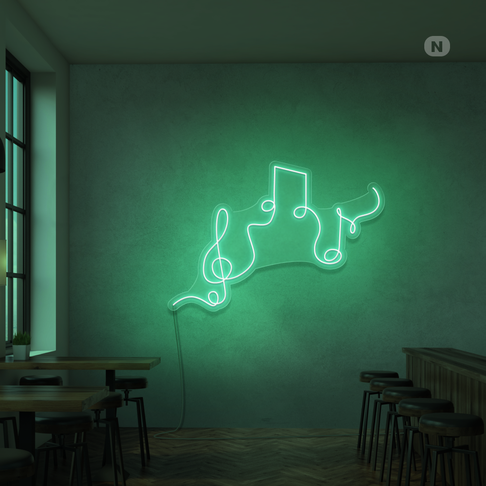 Neon Sign Musical Notes