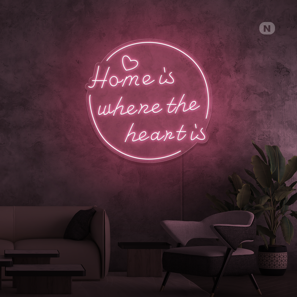 Neon Sign home is where the heart is