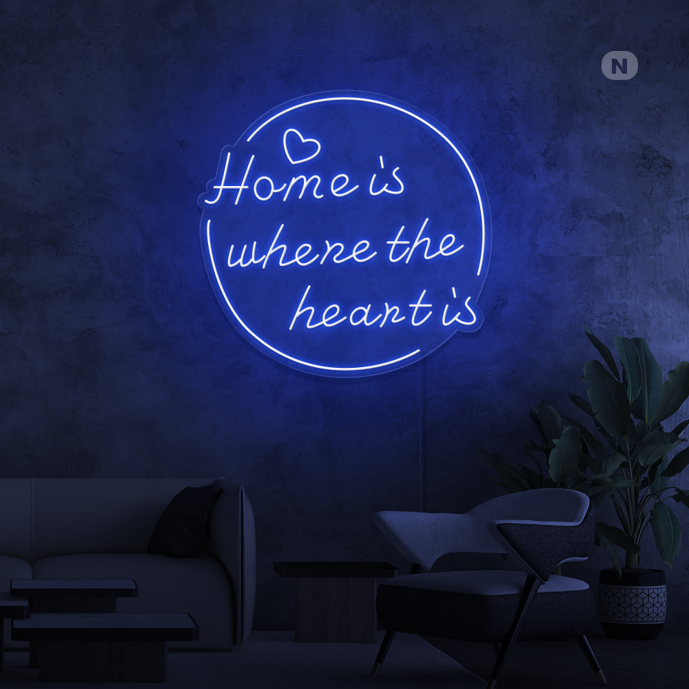 Neon Sign home is where the heart is