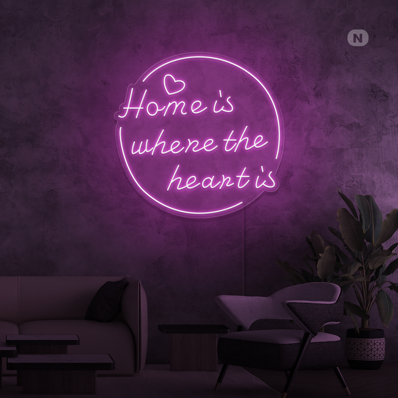 Neon Sign home is where the heart is