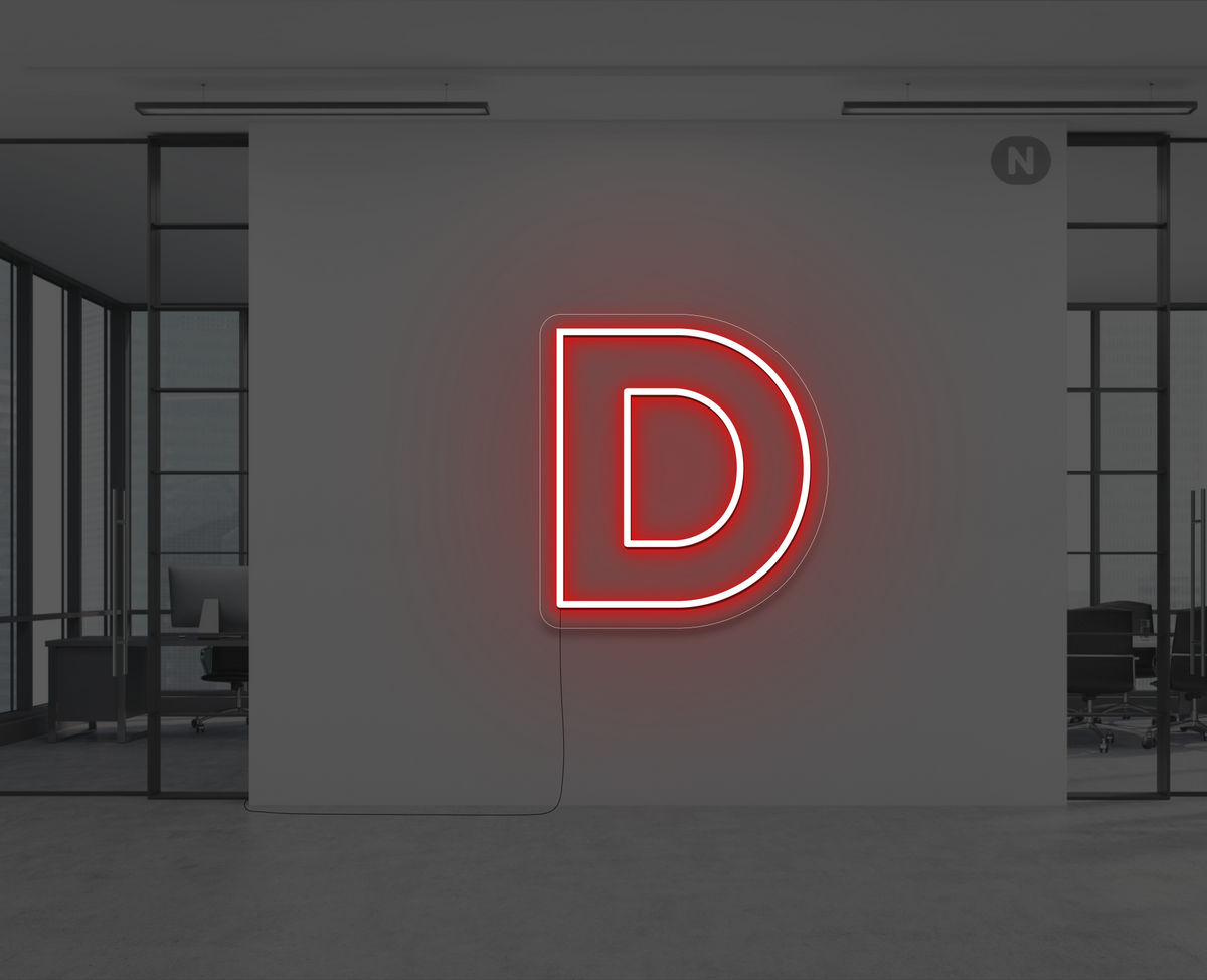 Neon Letter D Red