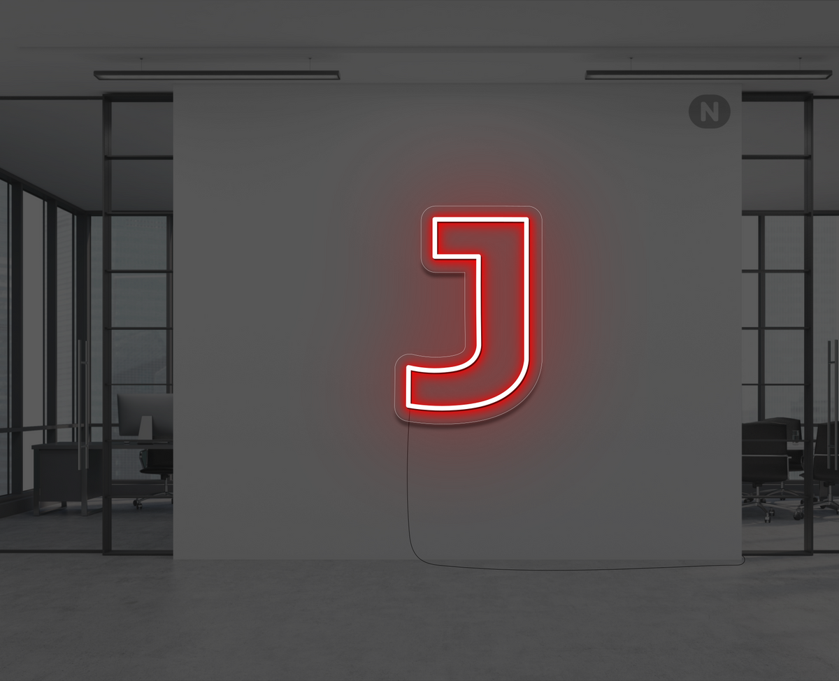 Neon Letter J Red
