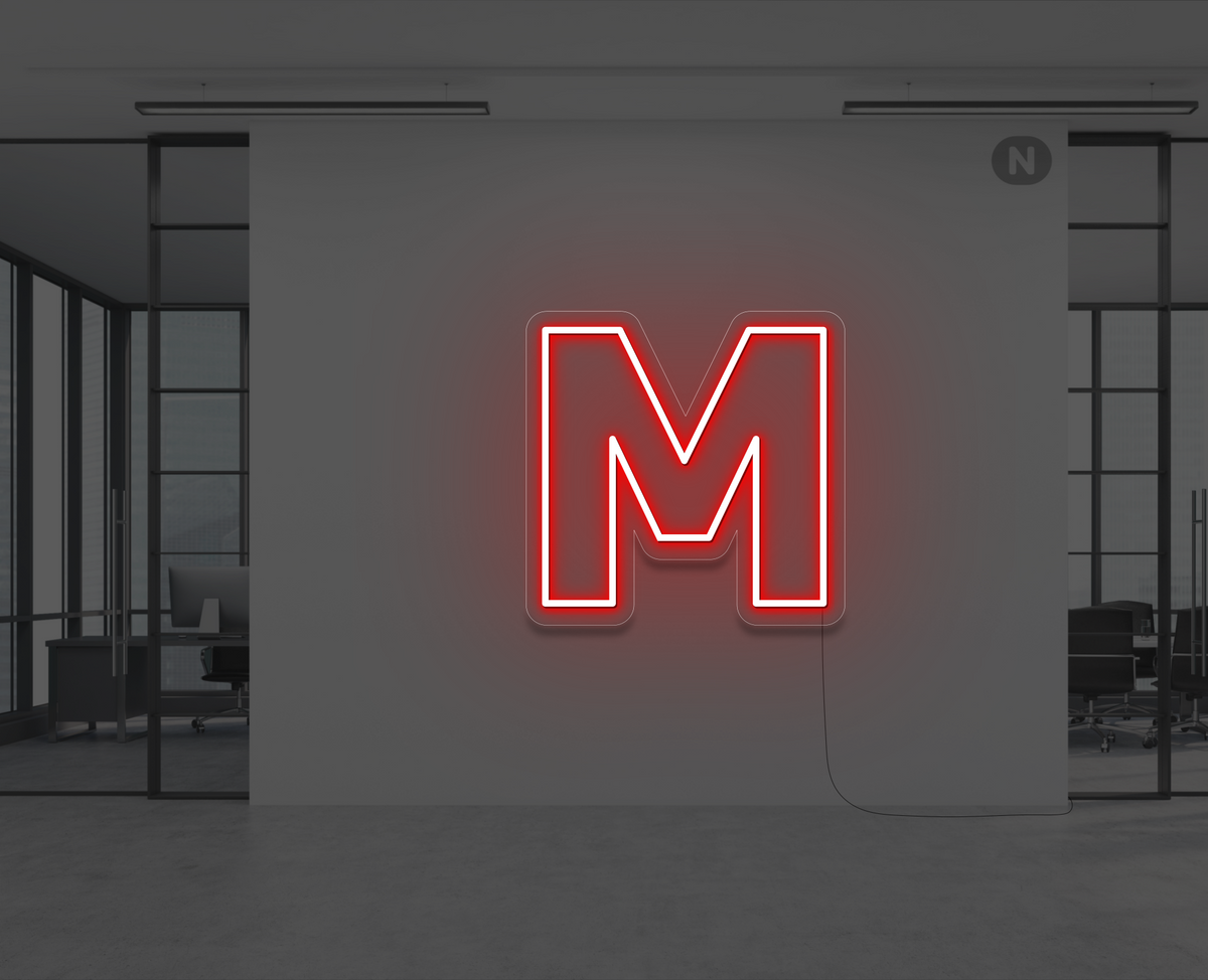 Neon Letter M Red