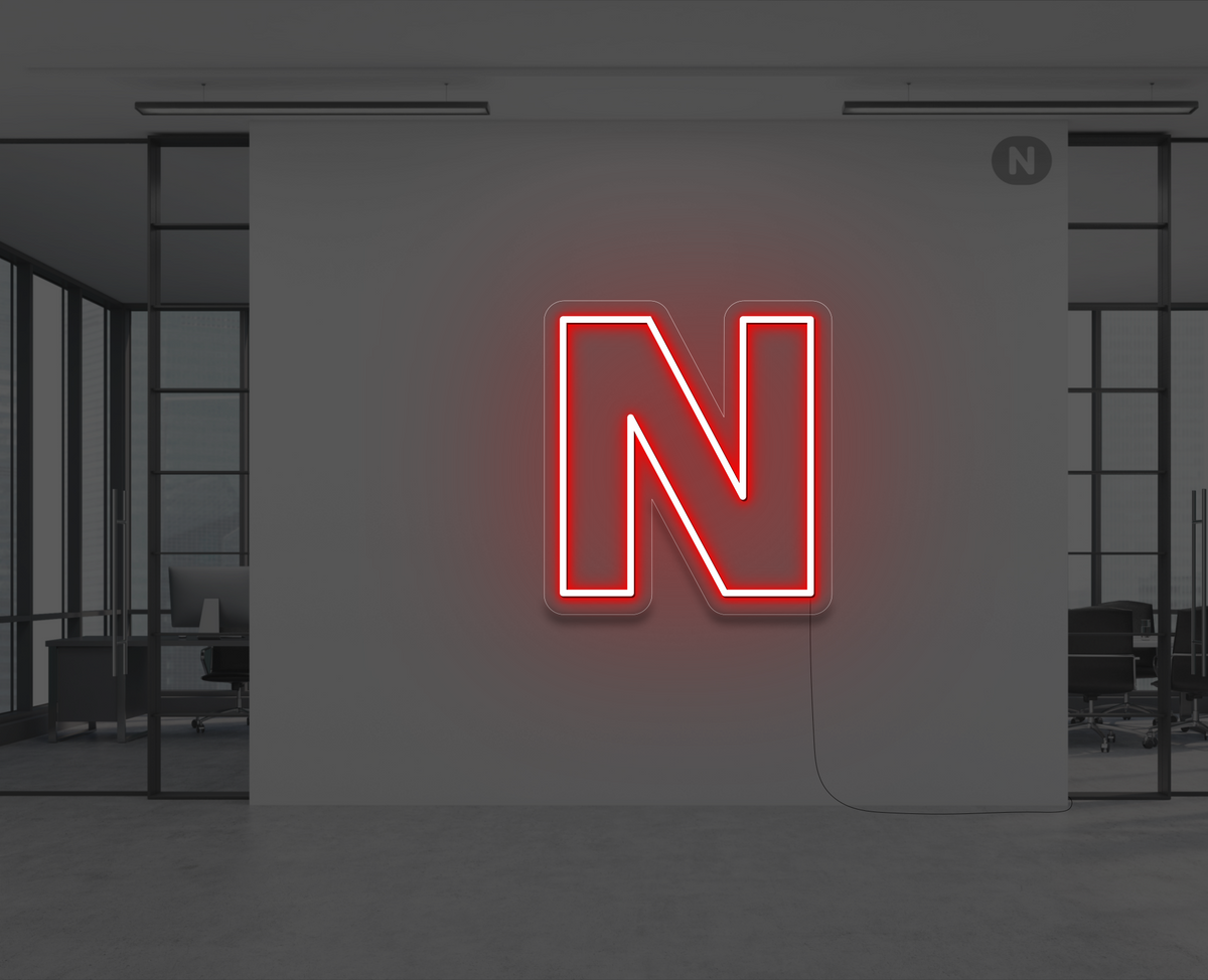 Neon Letter N Red