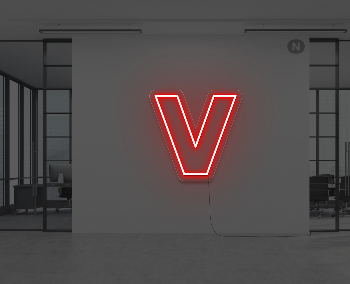 Neon Letter V Red