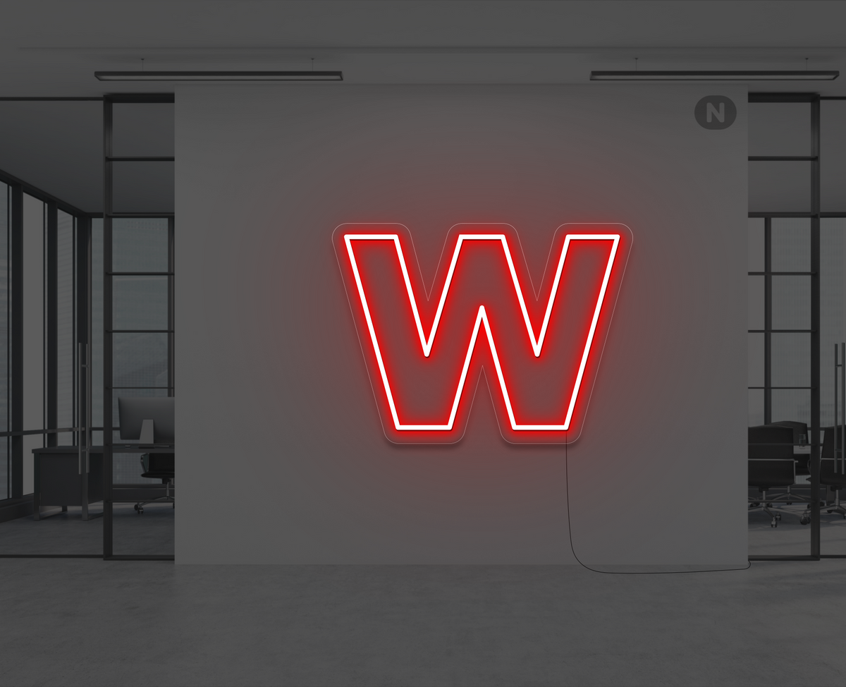 Neon Letter W Red